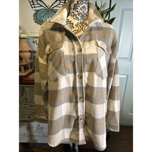 Kensie Plaid Flannel Woman's‎ Jacket Shirt In Sz Medium. Pockets.